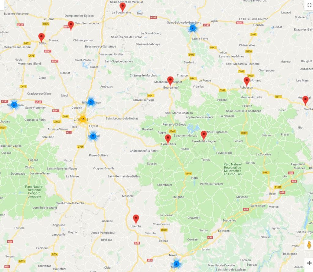 Lieux scéniques de Haute-Vienne, Creuse et Corrèze